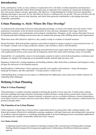 Urban Planning vs. Style: Where Do They Overlap?