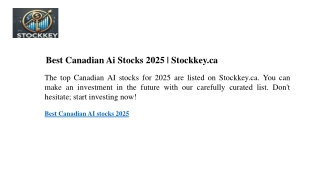 Best Canadian Ai Stocks 2025  Stockkey.ca