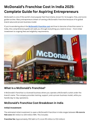 McDonald’s Franchise Cost