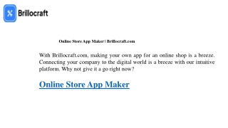 Online Store App Maker  Brillocraft.com