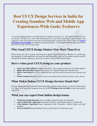 Best UI UX Design Services in India for Creating Seamless Web and Mobile App Experiences-Wish Geeks Techserve