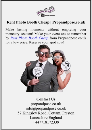 Rent Photo Booth Cheap | Propandpose.co.uk