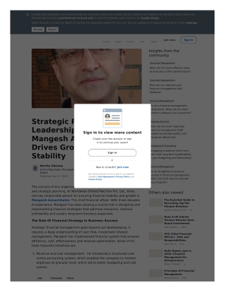 Strategic Financial Leadership Is How Mangesh Annachhatre Drives Growth And Stability