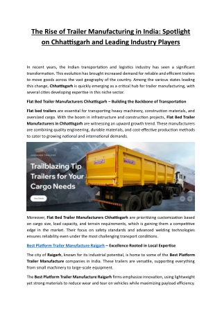 The Rise of Trailer Manufacturing in India