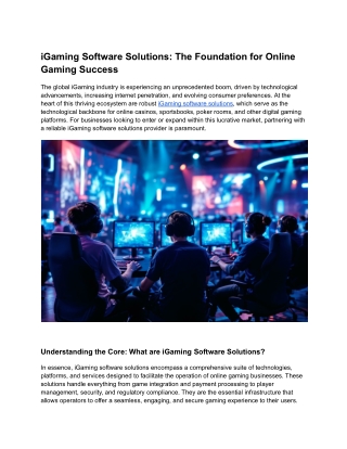 iGaming Software Solutions_ The Foundation for Online Gaming Success