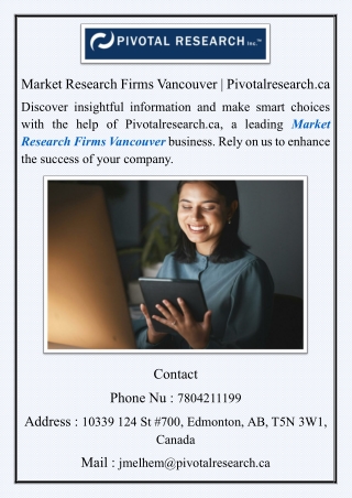 Market Research Firms Vancouver  Pivotalresearch.ca