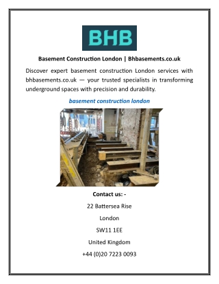 Basement Construction London | Bhbasements.co.uk
