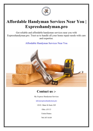 Affordable Handyman Services Near You | Expresshandyman.pro