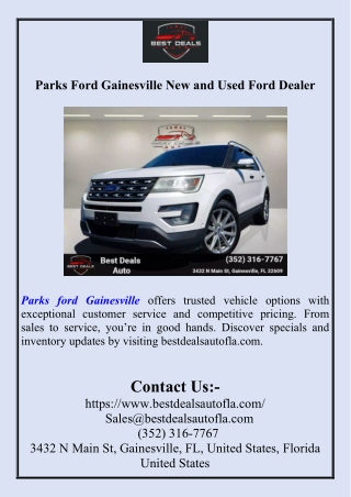 Parks Ford Gainesville New and Used Ford Dealer