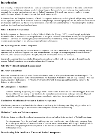 Transforming Pain into Peace: The Art of Radical Acceptance