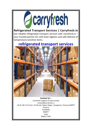 Refrigerated Transport Services  Carryfresh.in