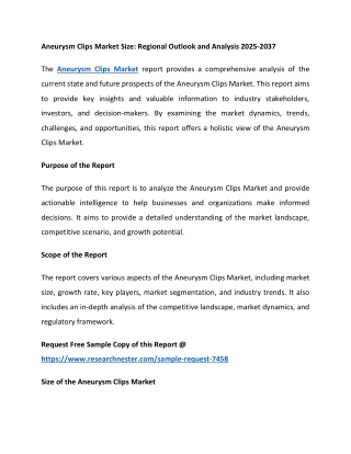 Aneurysm Clips Market Size: Regional Outlook and Analysis 2025-2037