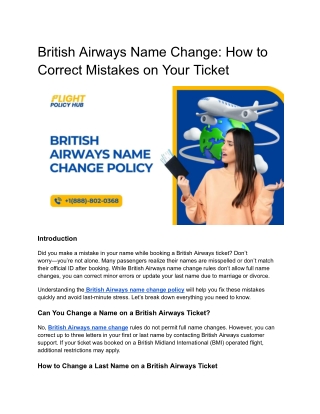 British Airways Name Change_ How to Correct Mistakes on Your Ticket