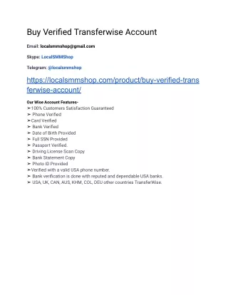 Buy Verified Transferwise Account