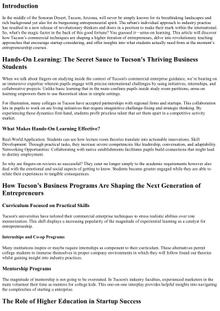 Hands-On Learning: The Secret Sauce to Tucson's Thriving Business Students