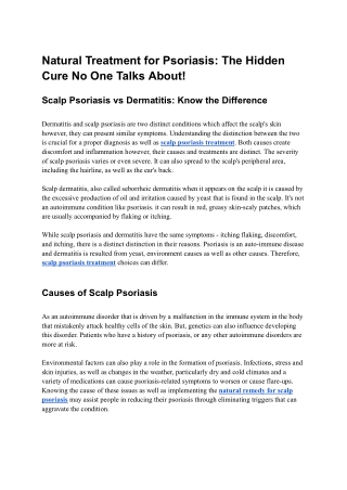 Natural Treatment for Psoriasis The Hidden Cure No One Talks About!