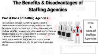 The Benefits & Disadvantages of Staffing Agencies