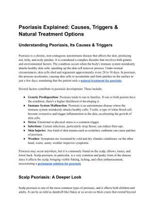 Psoriasis Explained Causes, Triggers & Natural Treatment Options