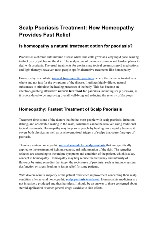Scalp Psoriasis Treatment How Homeopathy Provides Fast Relief