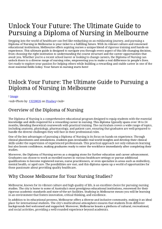 Unlock Your Future_ The Ultimate Guide to Pursuing a Diploma of Nursing in_Melbourne